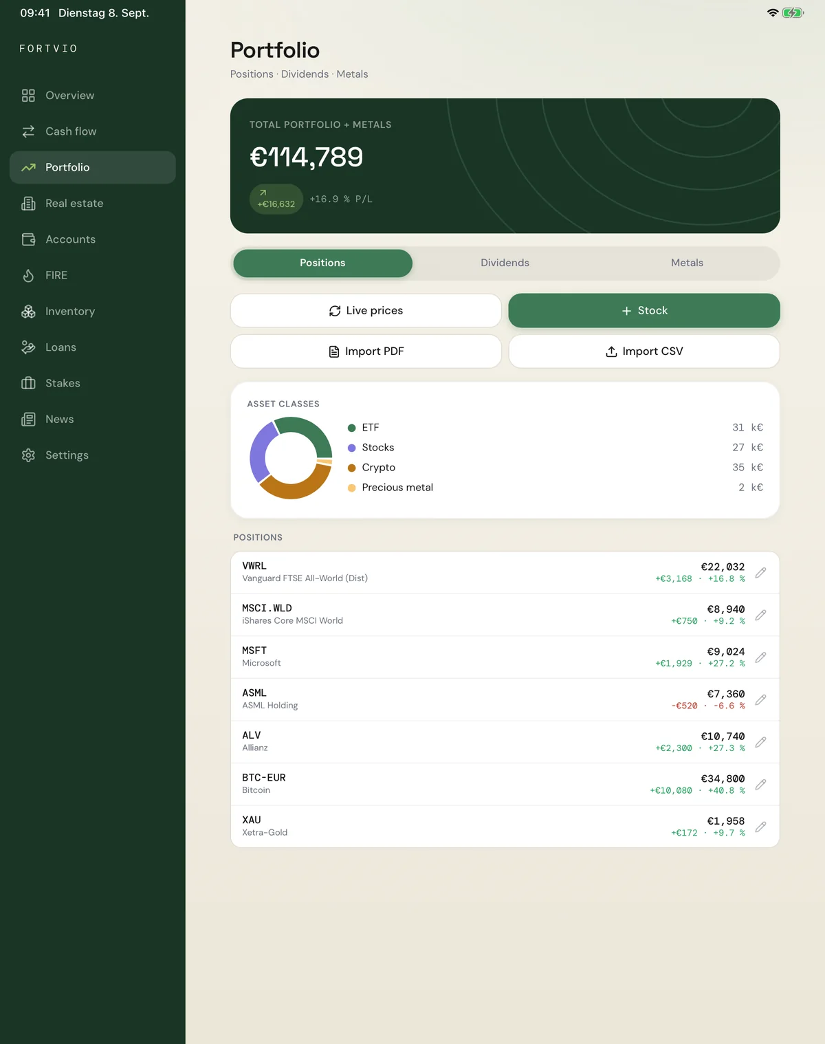 Fortvio on iPad – portfolio